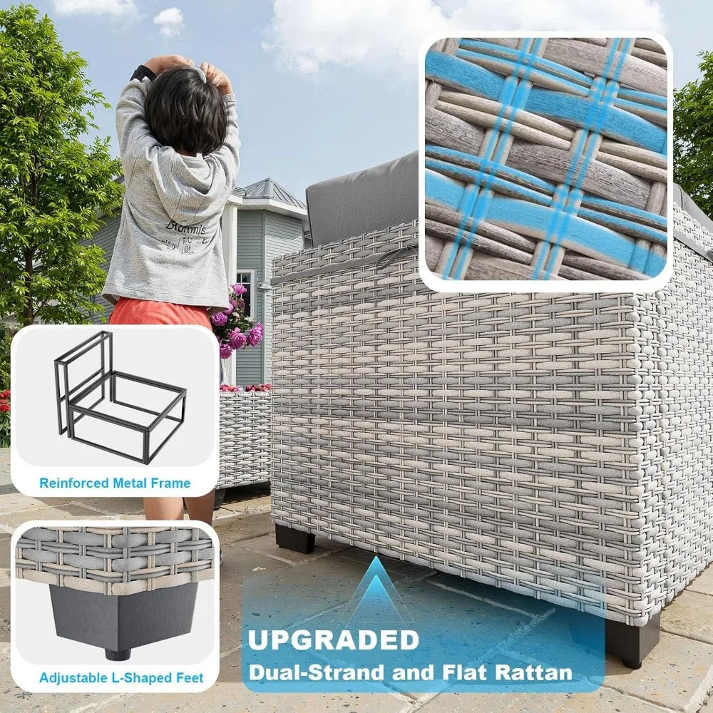 9 Piece Patio Furniture Set Outdoor Sectional With Ottomans