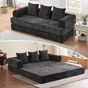 Modular Futon Sofa Bed 3 Seater Chenille Sleeper Couch