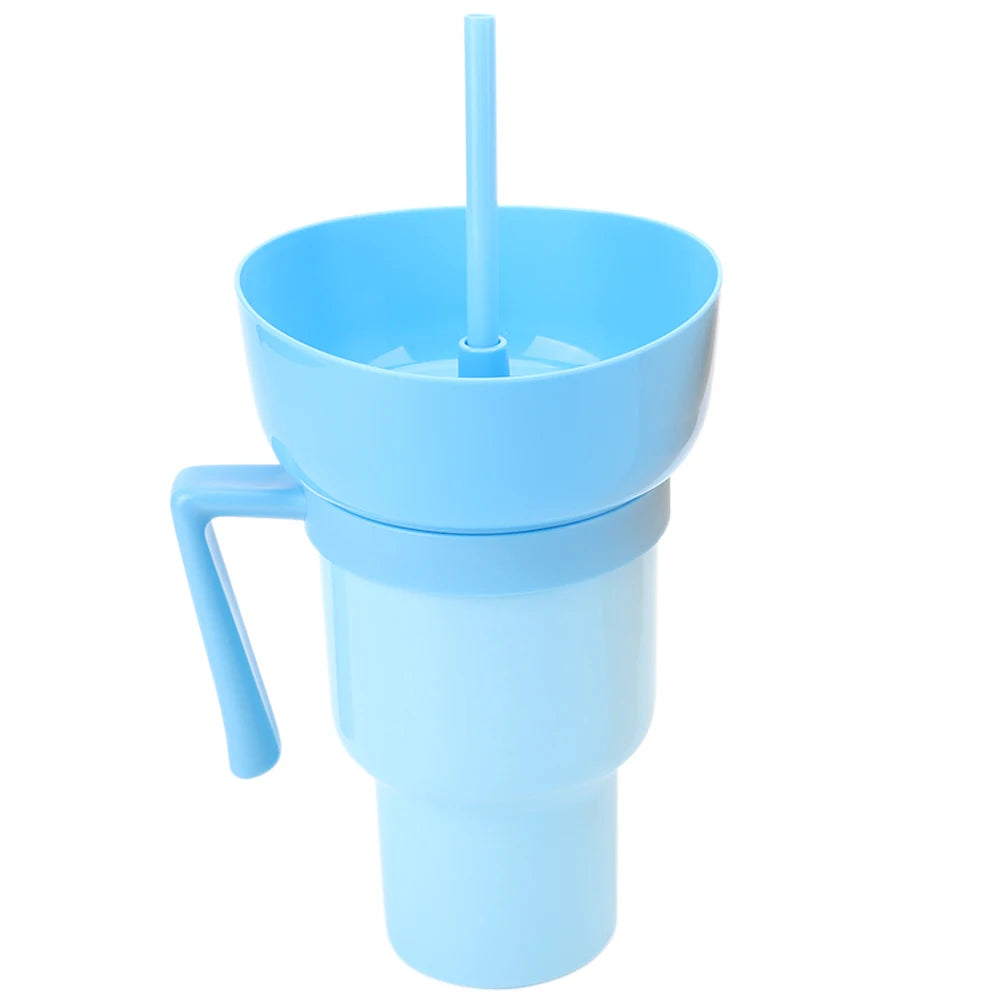 1000ml 2 In 1 Snack Cup With Straw Stadium Tumbler