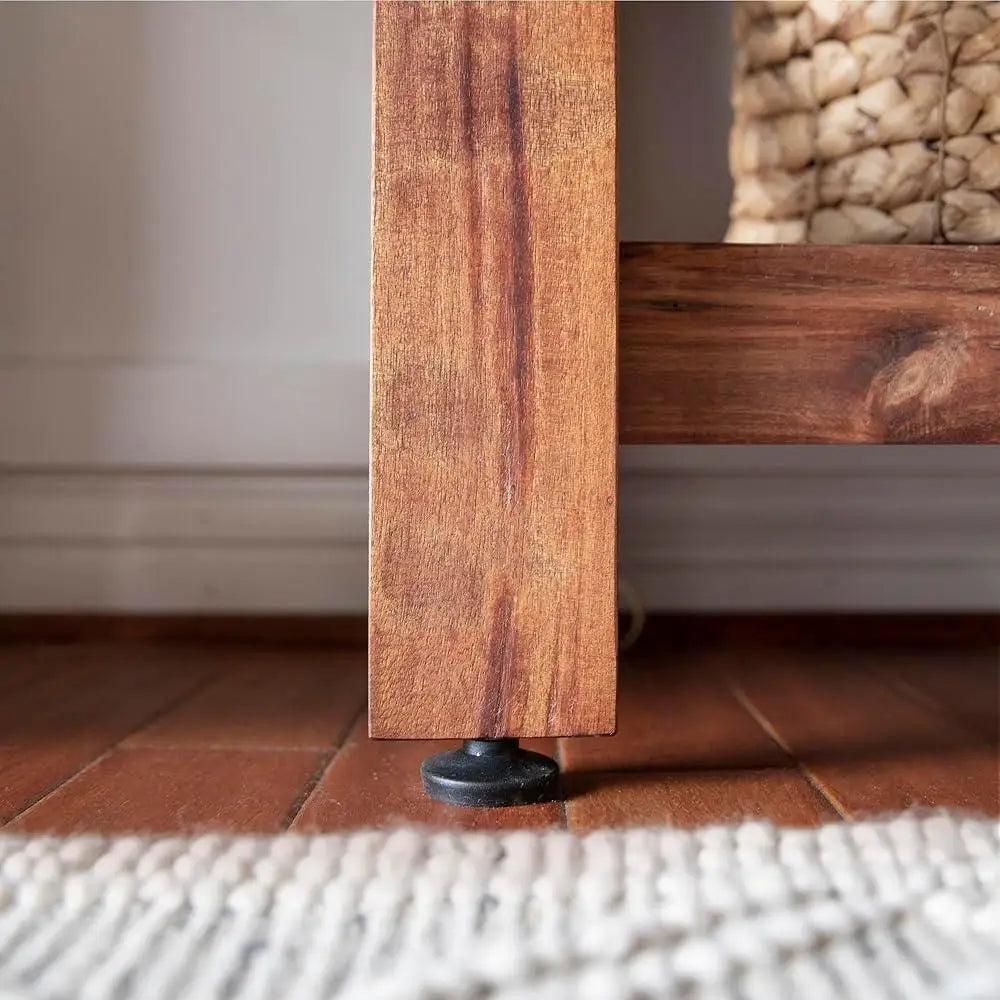 48 Inch Acacia Wood Console Table Farmhouse Style With Lower Slat Storage