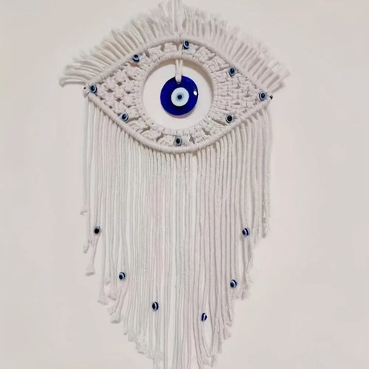 Bohemian Handwoven Wall Hanging Tapestry Evil Eye Pendant
