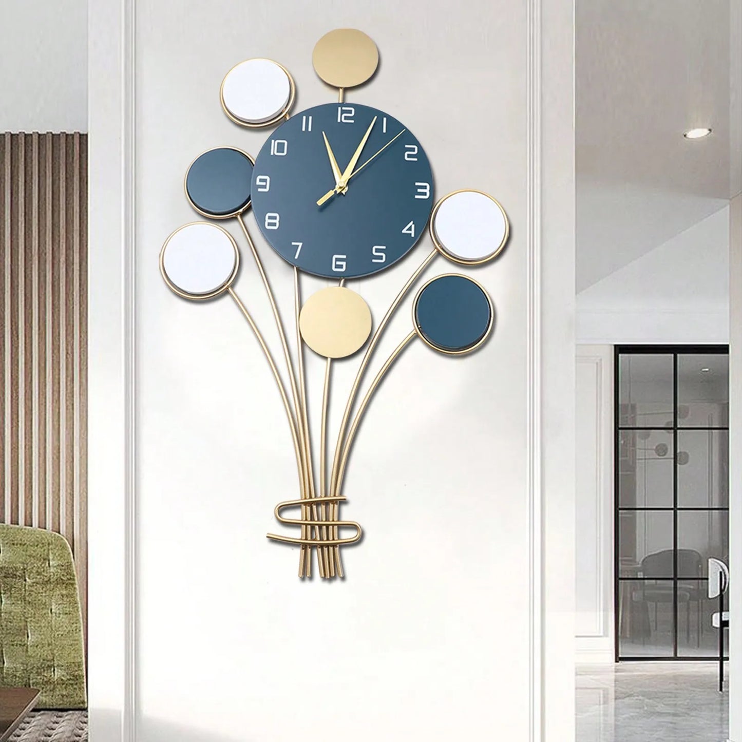 Large Wall Clock Without Drilling Battery Operated Silent Hot Air Balloon Decor Simple Design