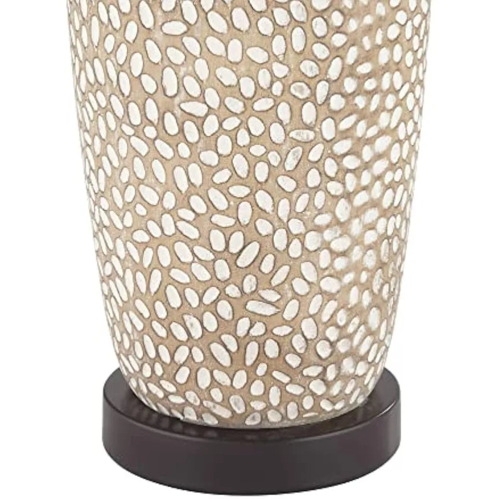 360 Lighting Anna Lamps Set Of 2 Beige Pebbled White Shade