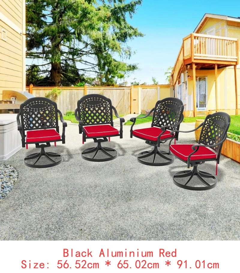 Aluminum Patio Swivel Chairs 2 Pack Black Frame Cushions