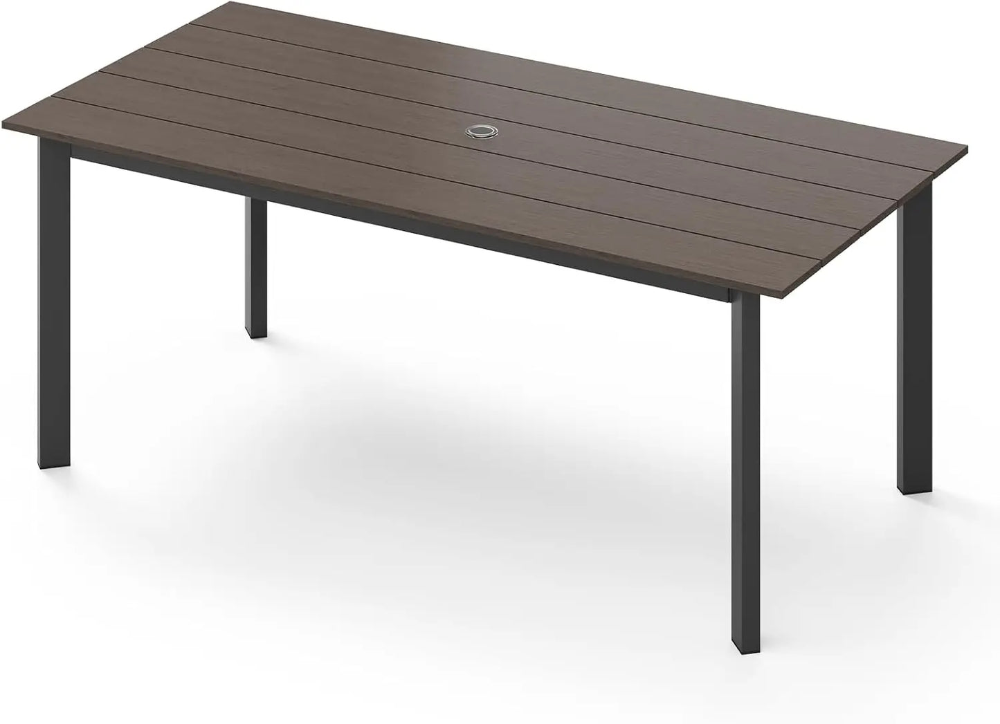 Outdoor Patio Dining Table Set 7 Piece Aluminum And HDPS Weather Umbrella Hole