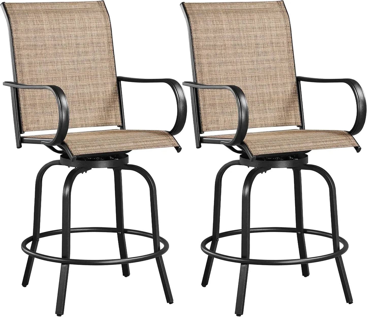 Set Of 2 Patio Swivel Barstools Outdoor All Weather