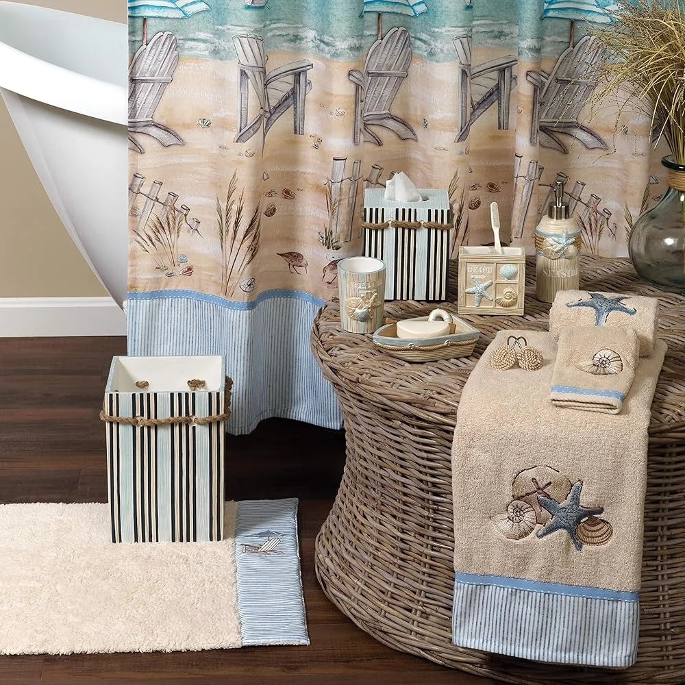 Seaside Serenity Resin Bathroom Tumbler Cotton Swab Holder Jewelry Holder Beach Decor Hand Painted Coastal Theme