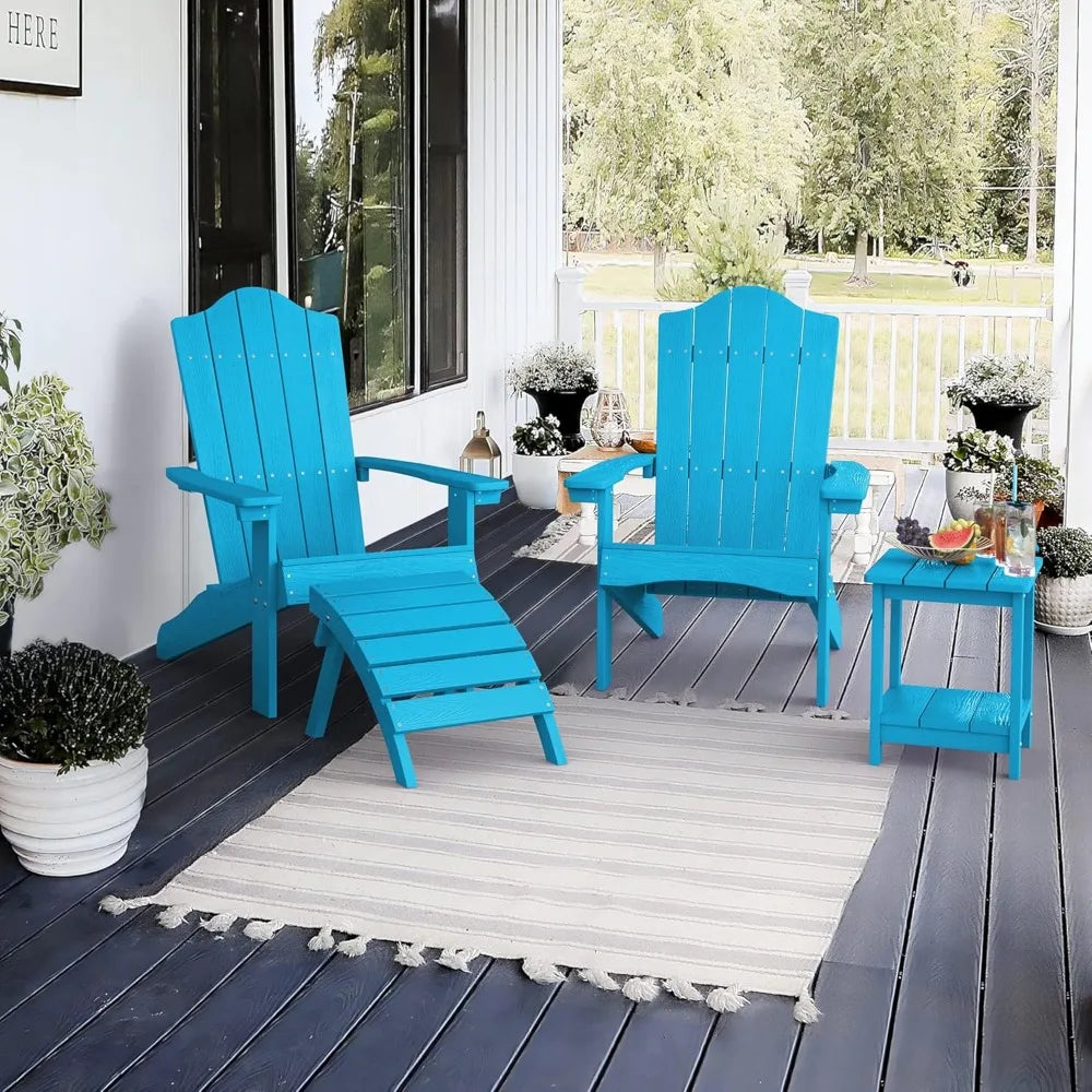 Bright Blue Poly Adirondack Chairs Set 4 Weather Resistant