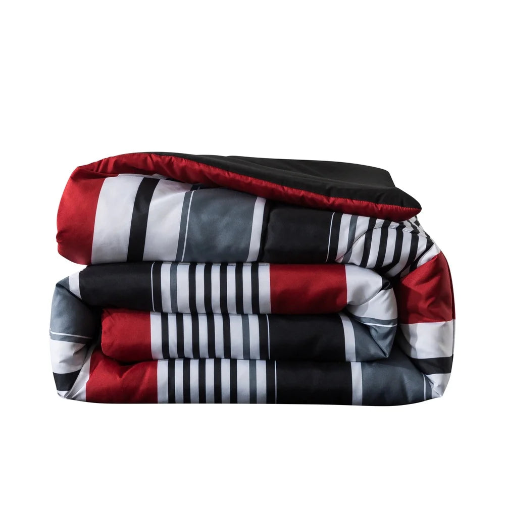 7 Piece Reversible Queen Bedding Set Comforter Sheets Pillowcases Shams Soft Polyester Machine Washable Storage Bag