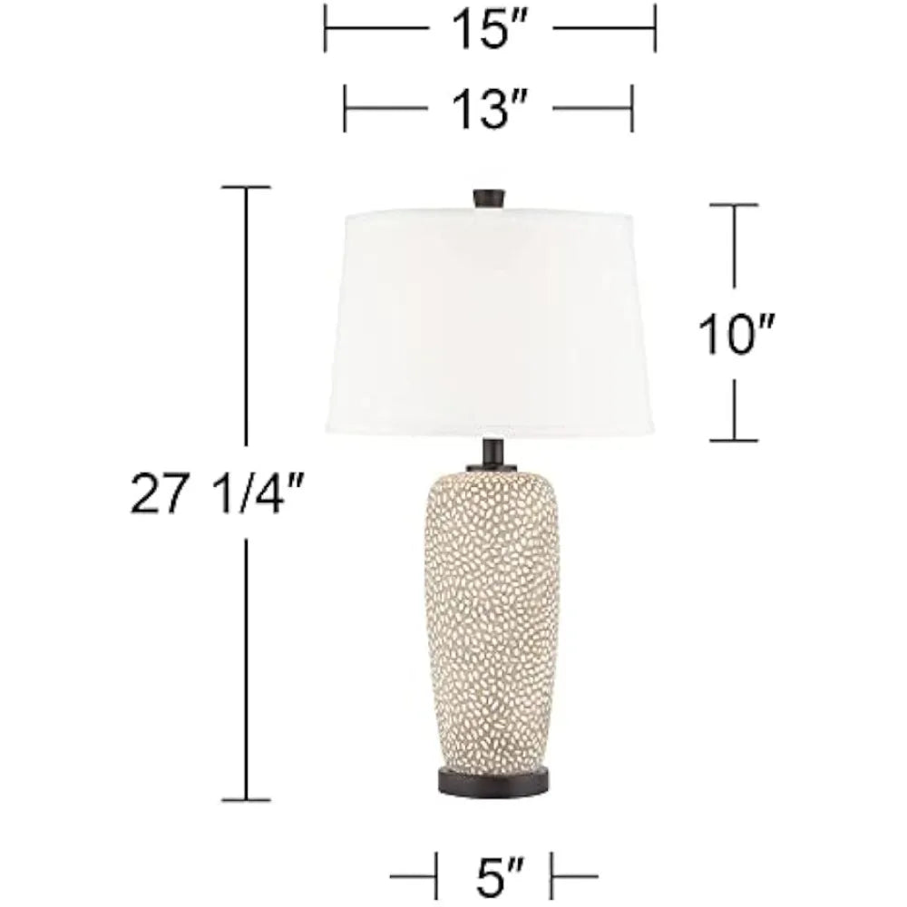 360 Lighting Anna Lamps Set Of 2 Beige Pebbled White Shade