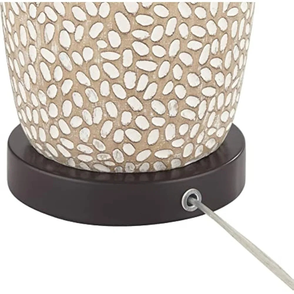 360 Lighting Anna Lamps Set Of 2 Beige Pebbled White Shade