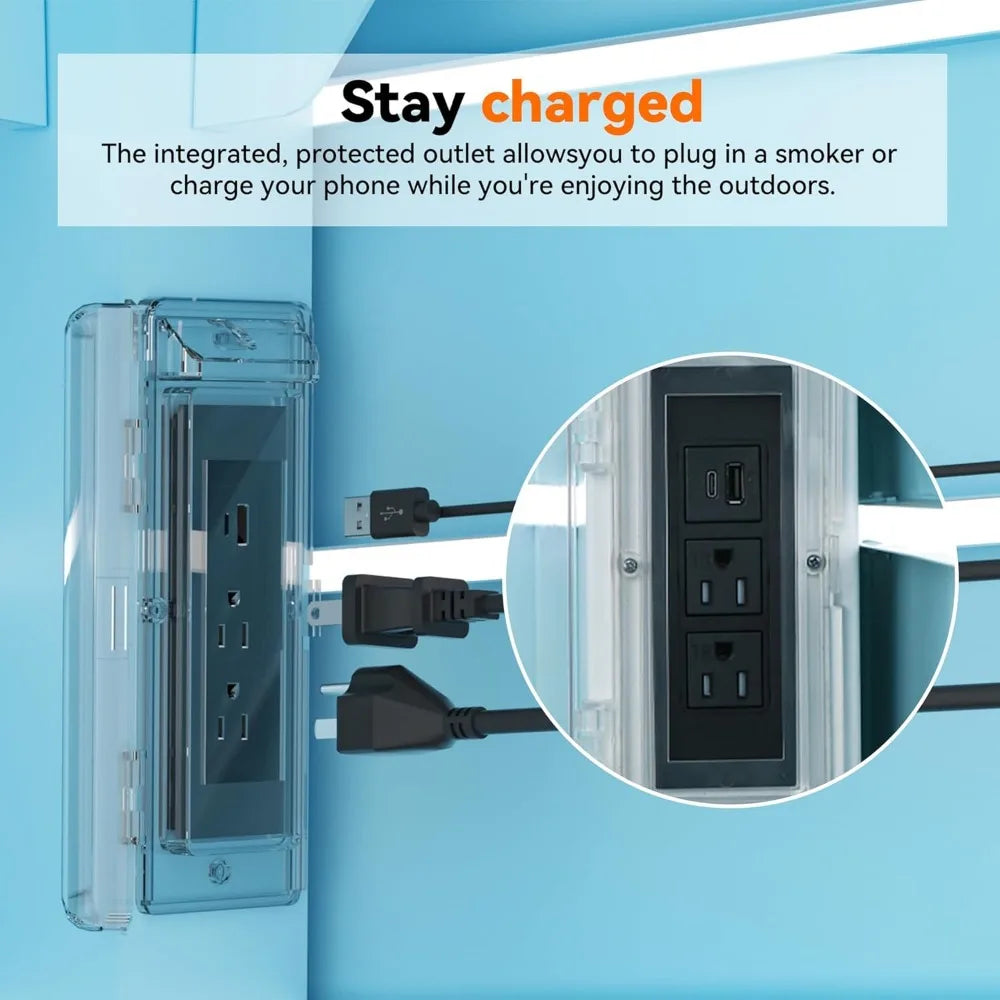 Modern Shade Outdoor Gazebo Bar And Grill With USB Charging Hooks 2 Open Sides