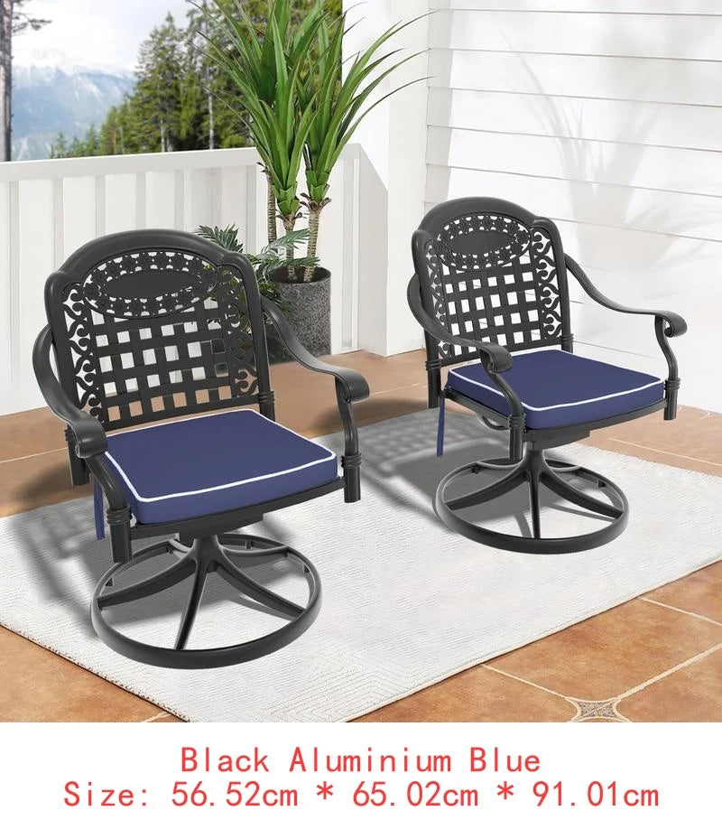 Aluminum Patio Swivel Chairs 2 Pack Black Frame Cushions