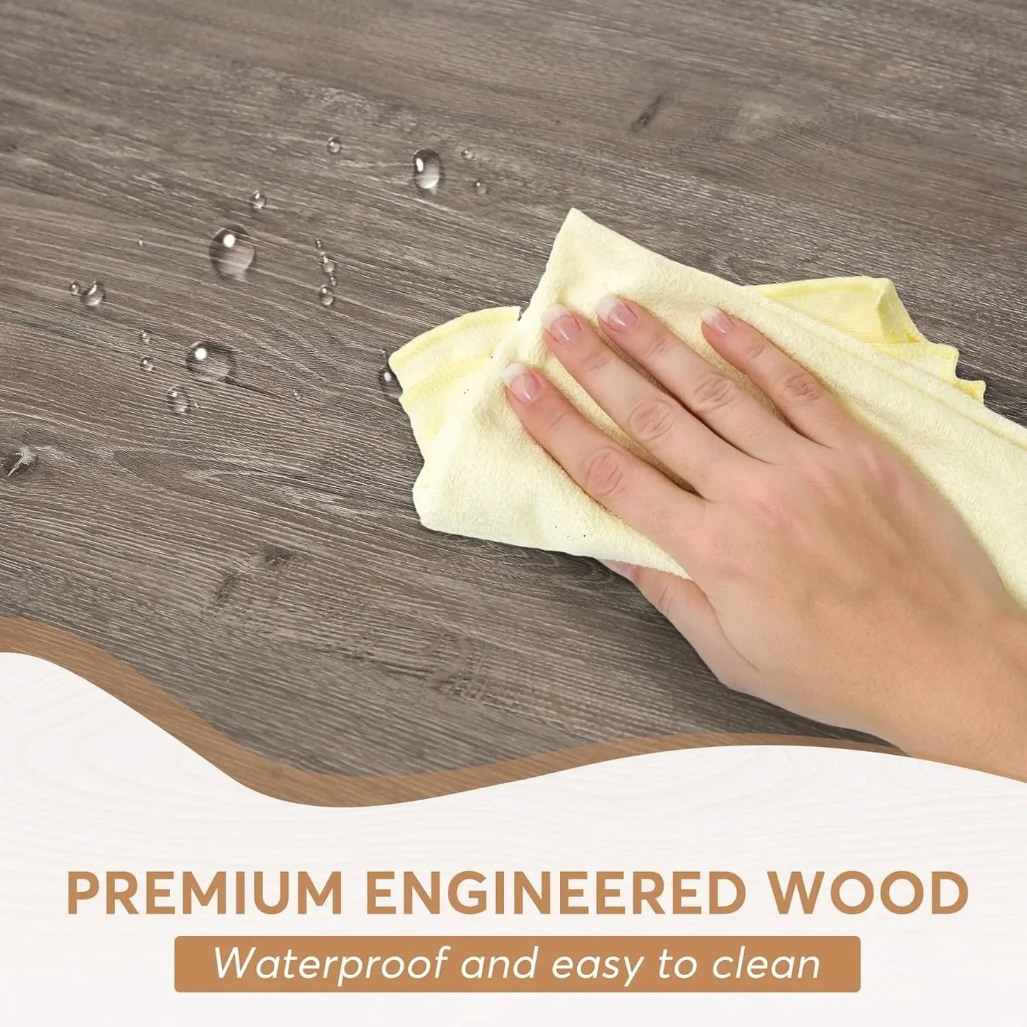 Farmhouse Dining Table For Six With Heavy Duty Metal Legs 70.8 Inch Rectangular Wood Kitchen Table