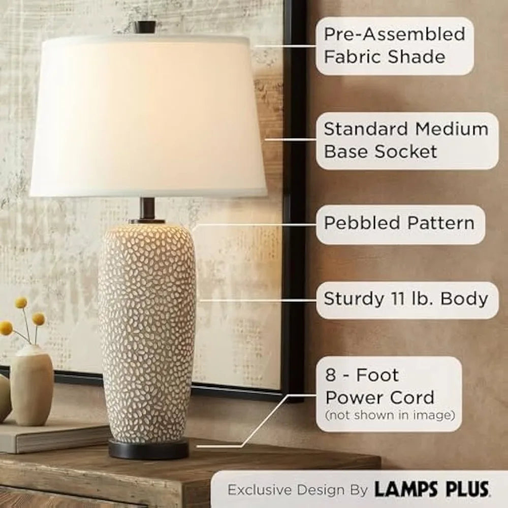 360 Lighting Anna Lamps Set Of 2 Beige Pebbled White Shade