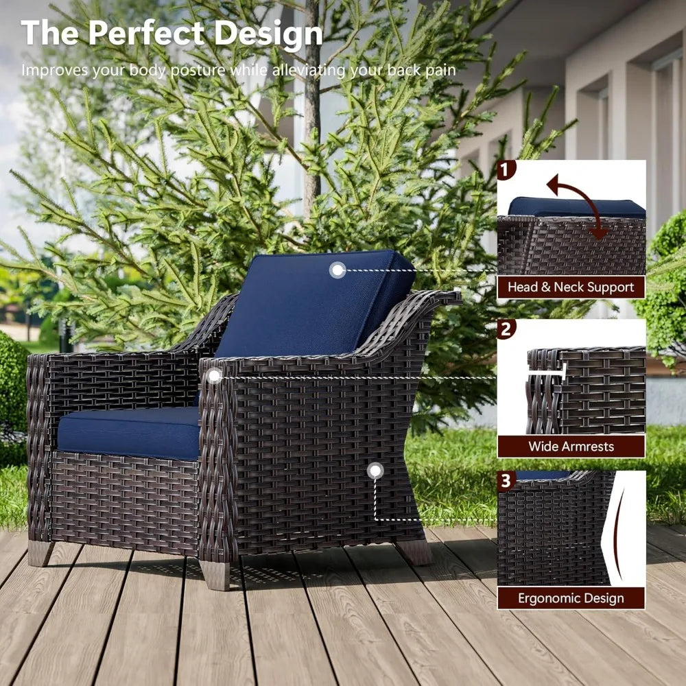 4 Piece Wicker Patio Furniture Set With Chairs And Ottomans