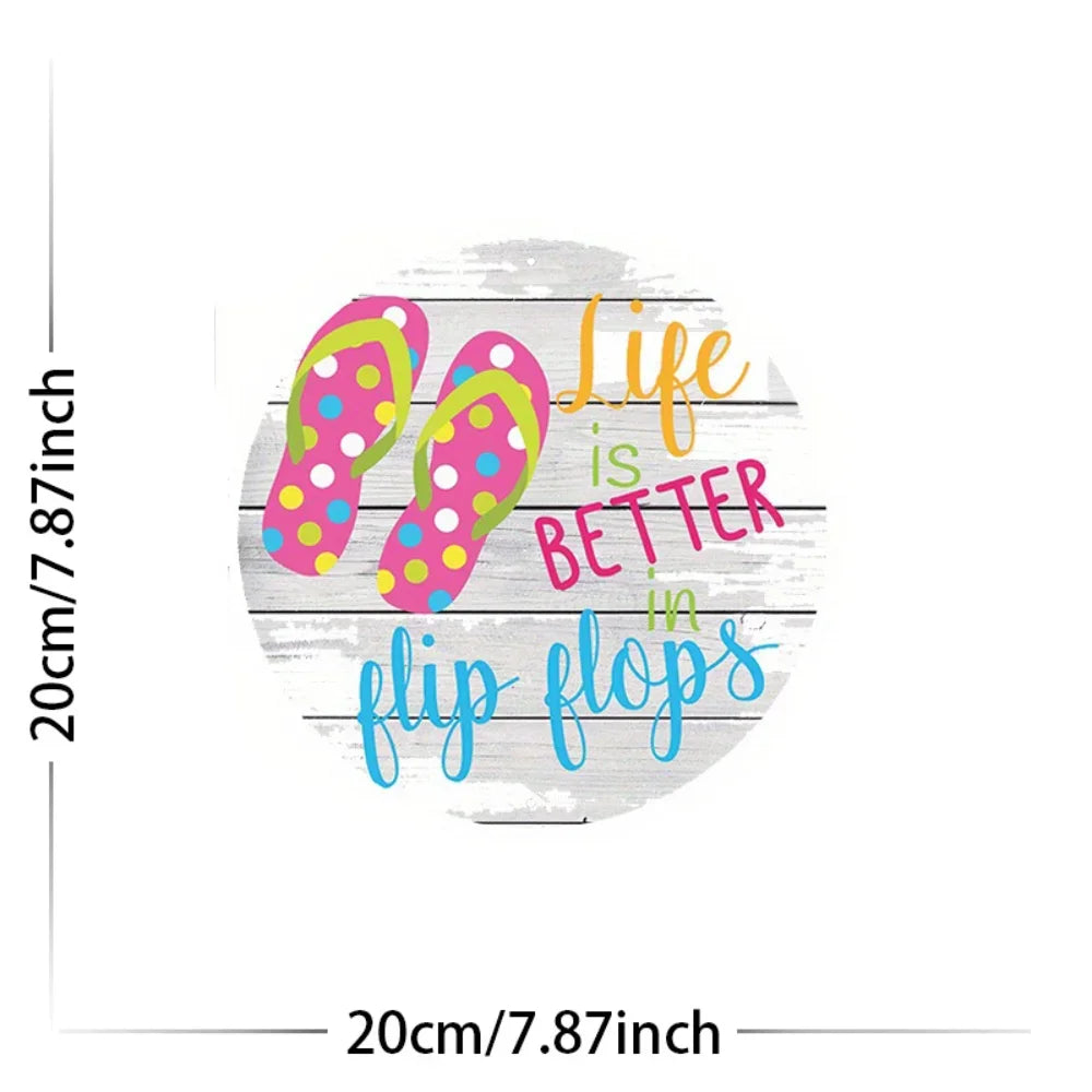 Luxflipdeco Flip Flop Wreath Premium Aluminum Wall Art