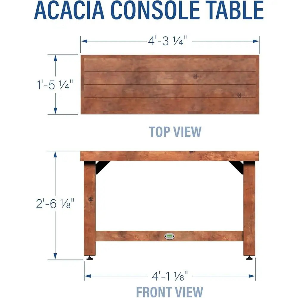 48 Inch Acacia Wood Console Table Farmhouse Style With Lower Slat Storage