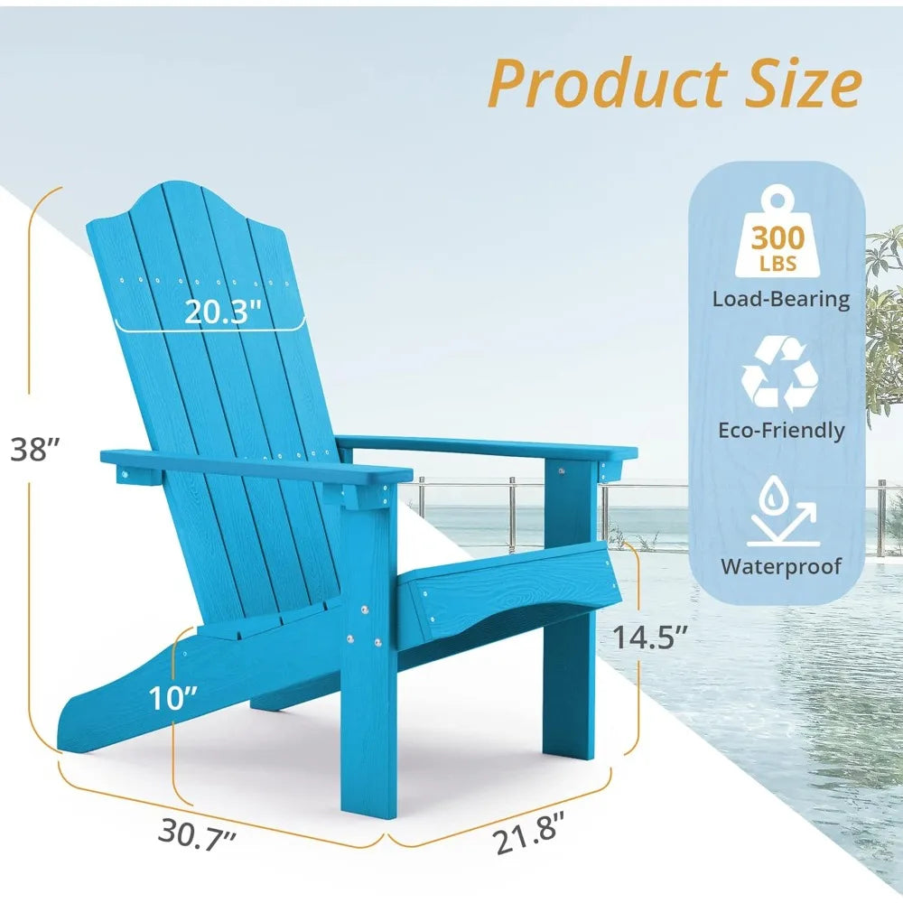 Bright Blue Poly Adirondack Chairs Set 4 Weather Resistant