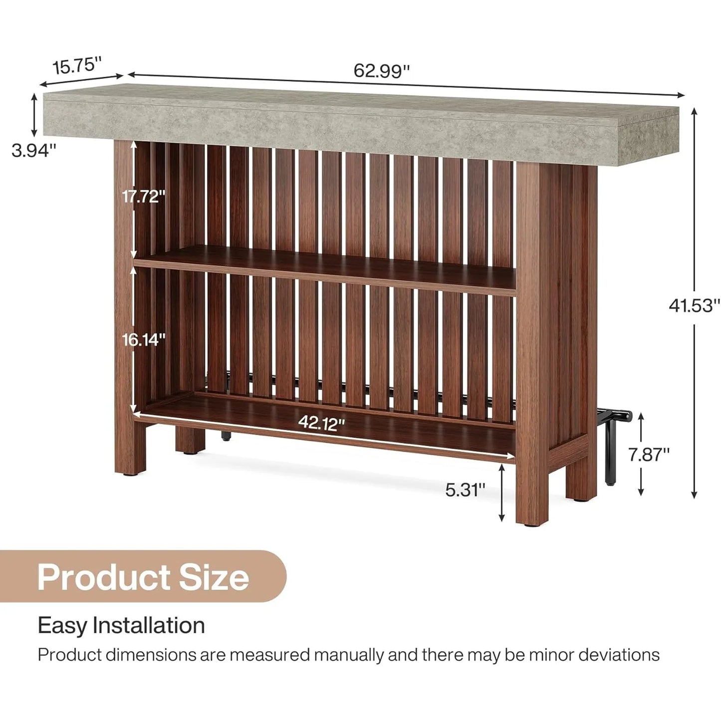 Little Tree 63 Inch Large Home Bar Unit With 2 Tier Kitchen Island Pub Table Footrest Modern Coffee Bar Cabinet