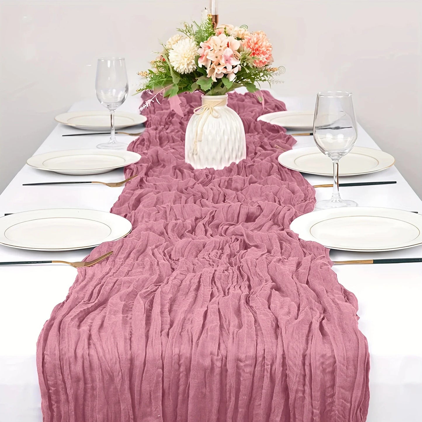 Boho Cheesecloth Table Runner Gauze Sheer Wedding Decor
