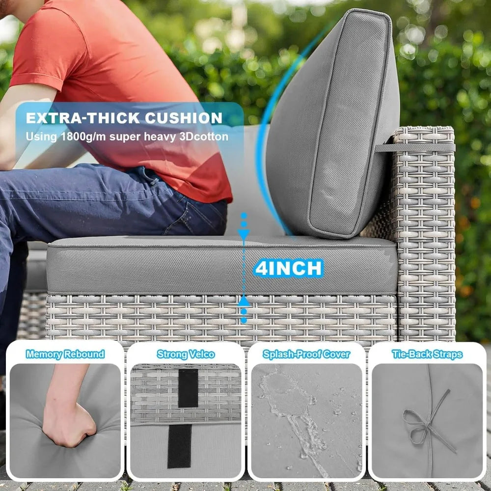 9 Piece Patio Furniture Set Outdoor Sectional With Ottomans