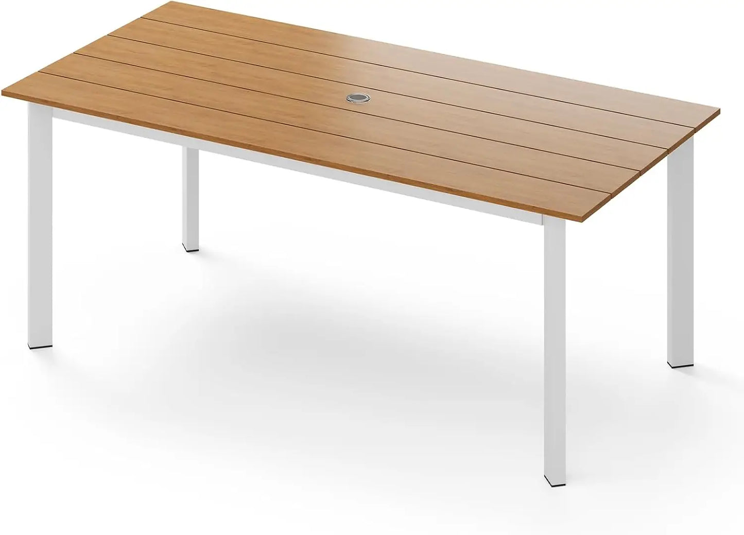 Outdoor Patio Dining Table Set 7 Piece Aluminum And HDPS Weather Umbrella Hole