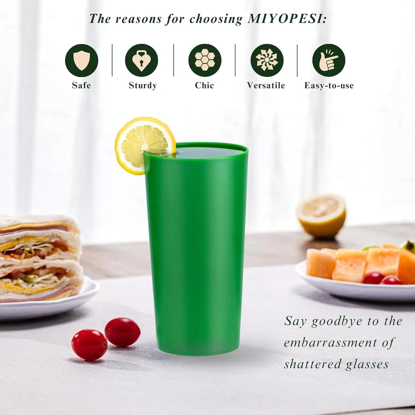 26oz Stackable Plastic Water Tumblers Set of 12 Shatter Proof BPA Free