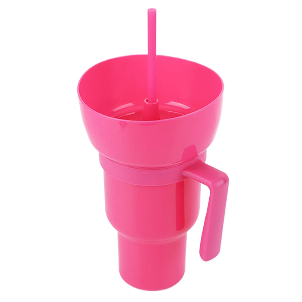 1000ml 2 In 1 Snack Cup With Straw Stadium Tumbler